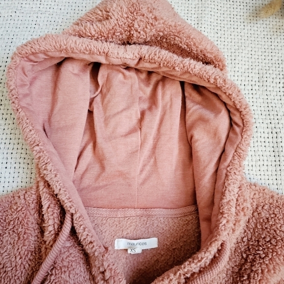 Maurices Pull Over Front Pocket Hooded Button Henley Sweater Soft Loungewear XS - Picture 4 of 6